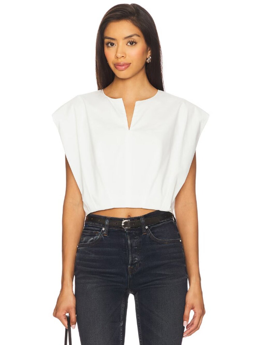 Simkhai "Wrenli" Pleated Top in White, size Small.